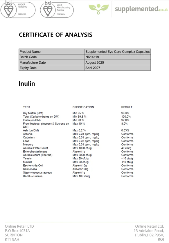 Eye Care Complex Plus Lutein and Zeaxanthin Capsules - Image 6