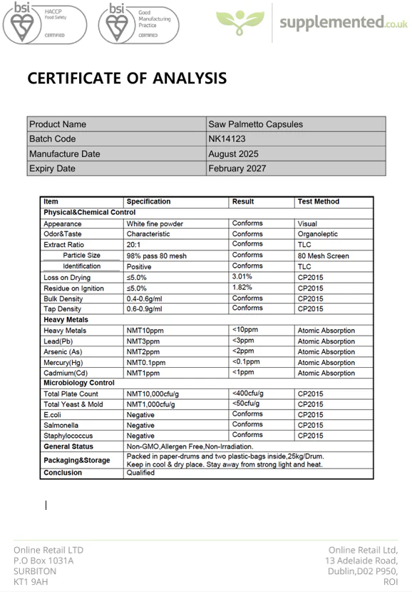 Saw Palmetto 3000 mg Equivalent Extract Capsules - Image 3